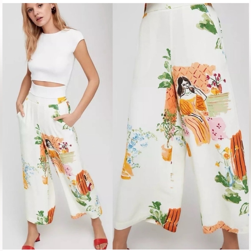 Aritzia Floral Wide Leg Pants - Multicolor